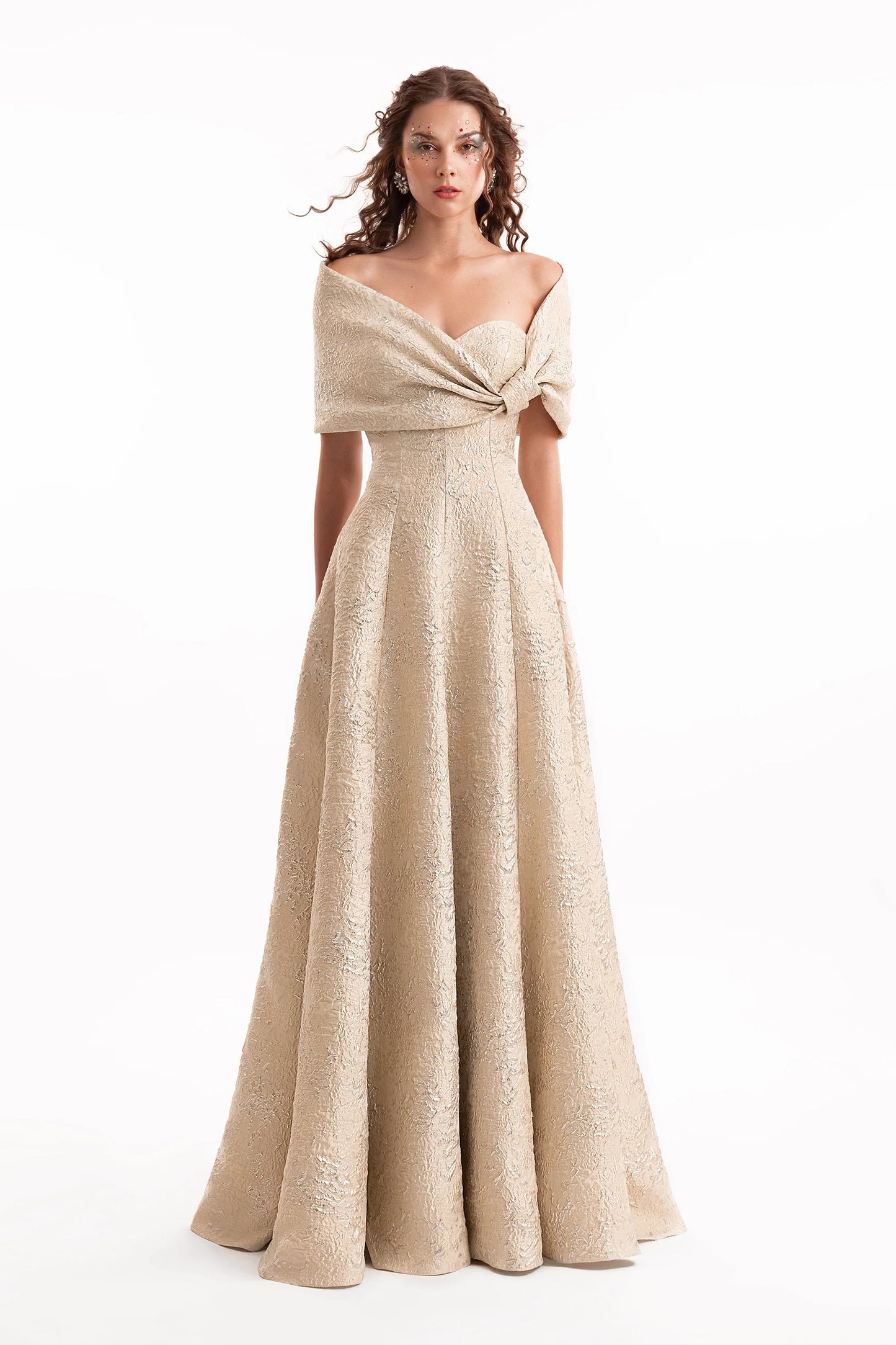 Sweetheart Off-Shoulder Jacquard Dress