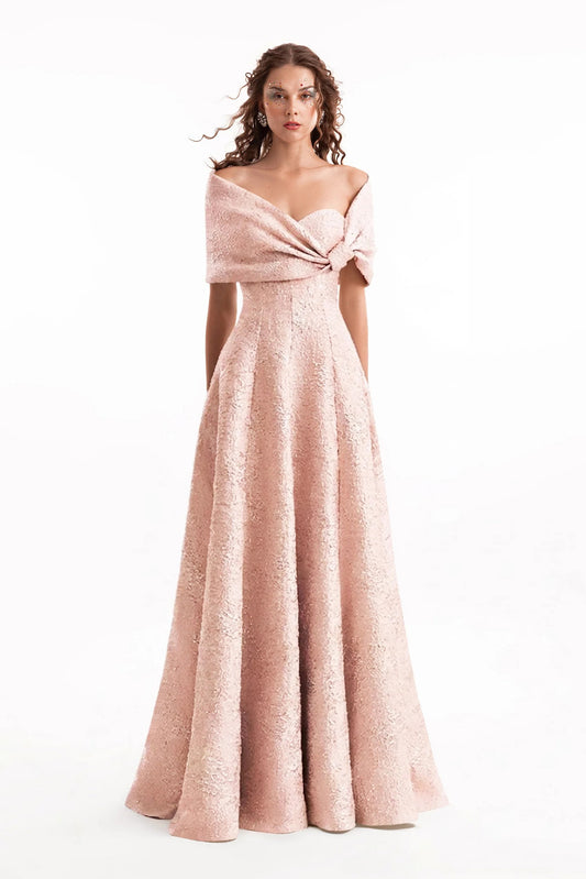 Sweetheart Off-Shoulder Jacquard Dress