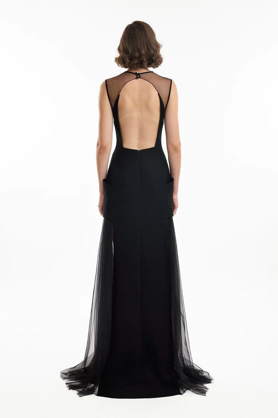 Open-Back Dress with Structured Hips