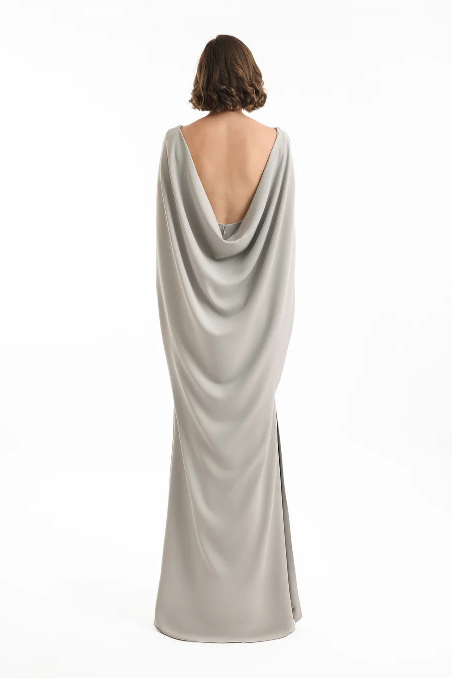 High-Neck Dress with Cape Sleeves