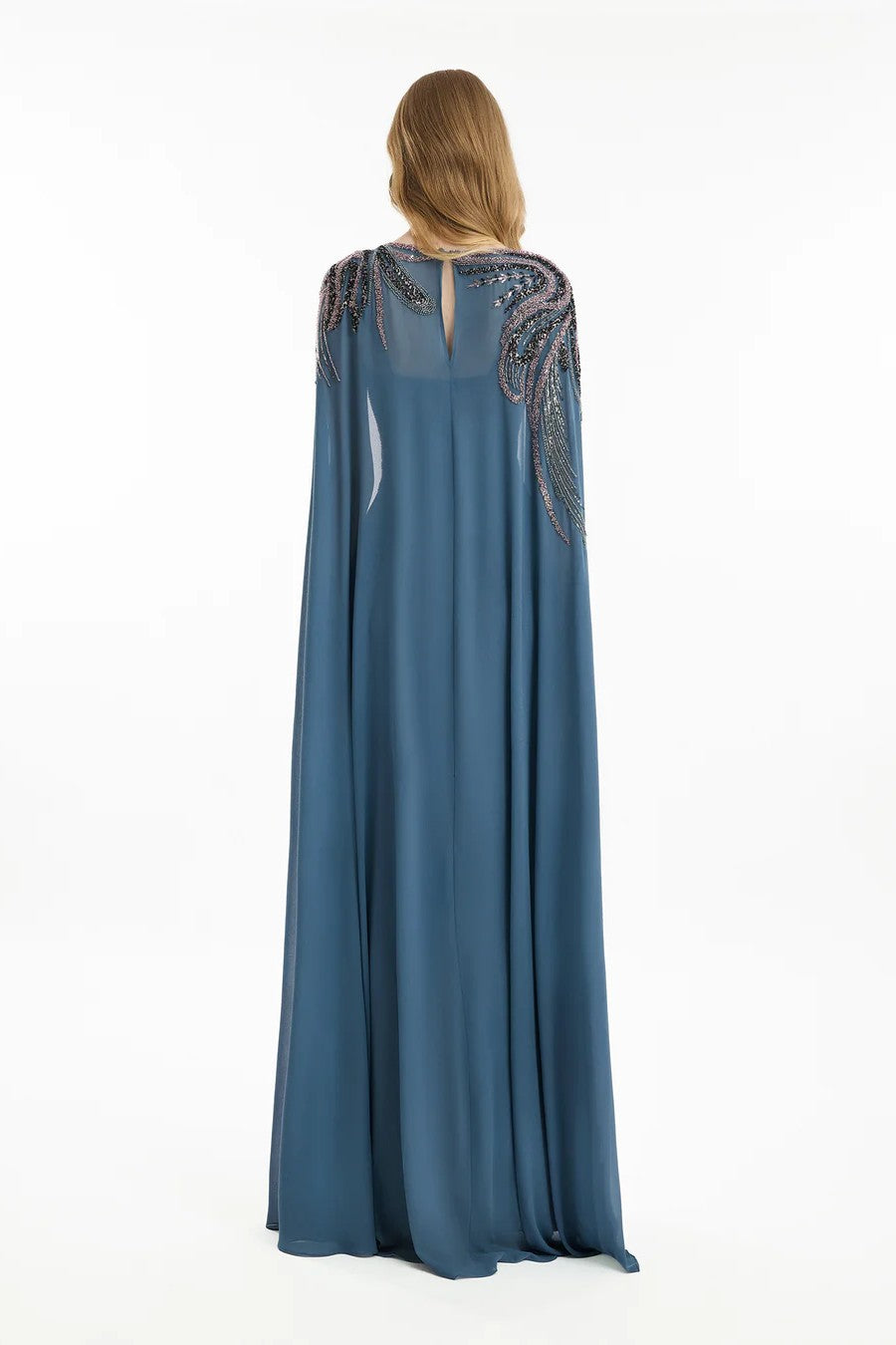 Fitted Scoop-Neck Dress with Beaded Embroidery