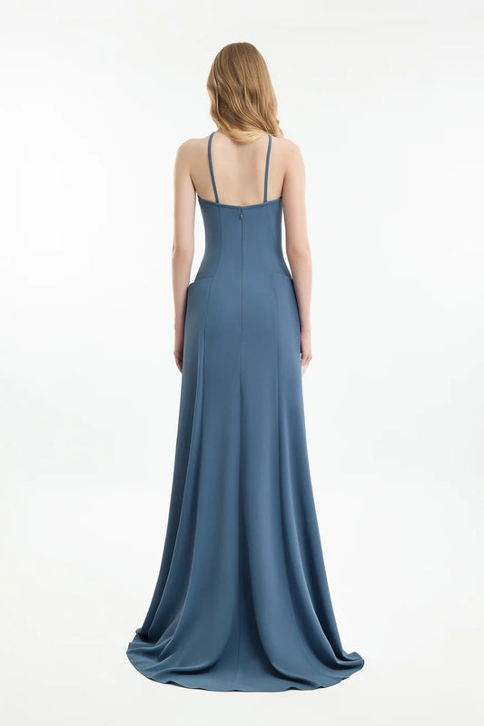 Halter-Neck Dress with Structured Hips