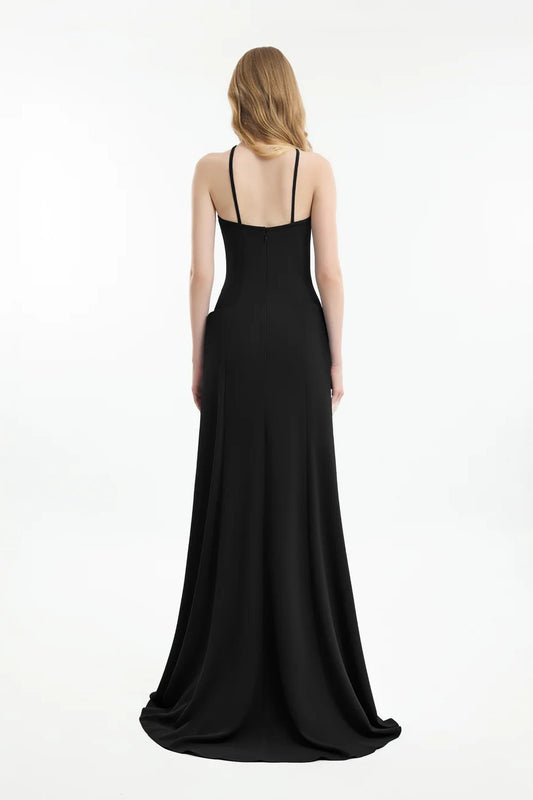 Halter-Neck Dress with Structured Hips