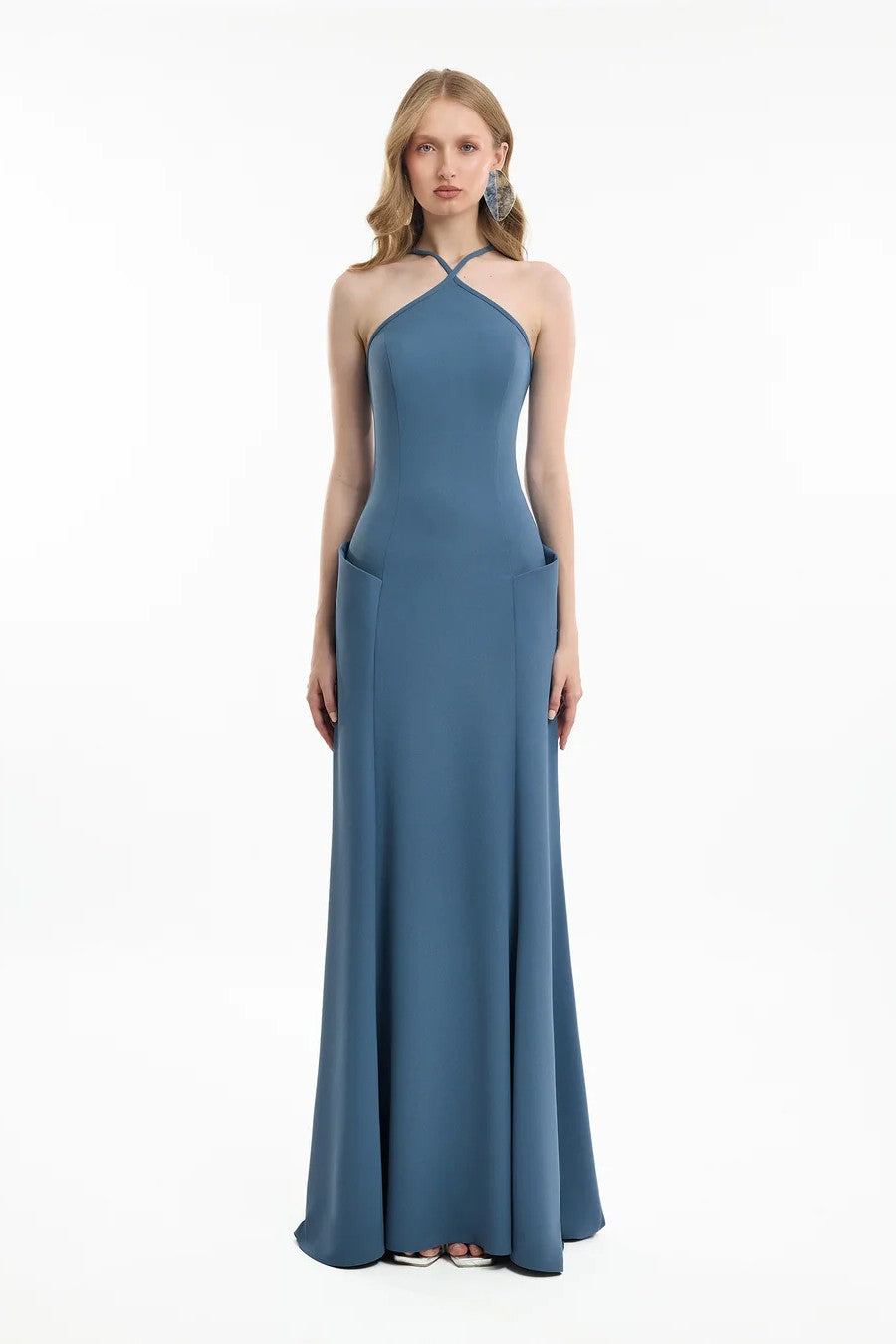 Halter-Neck Dress with Structured Hips