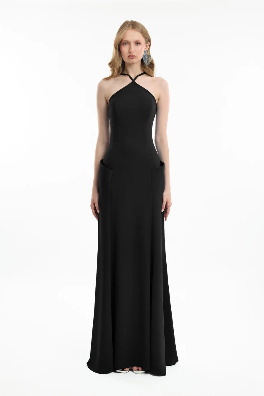 Halter-Neck Dress with Structured Hips