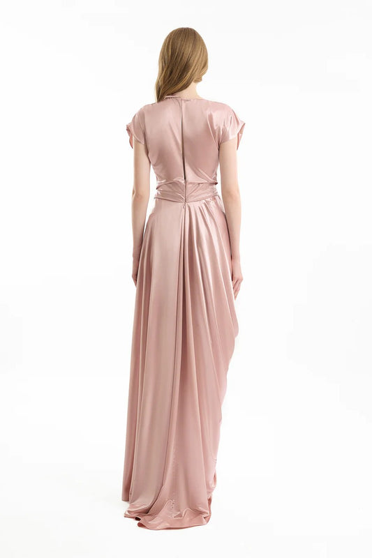 Cowl-Neck Draped Dress