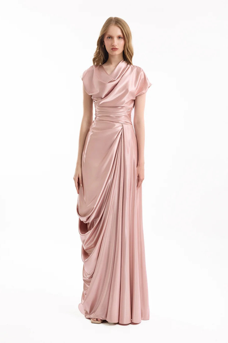 Cowl-Neck Draped Dress