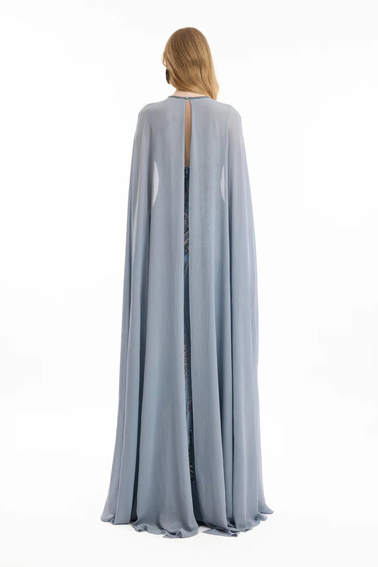 Fitted Beaded Dress with Sheer Neckline