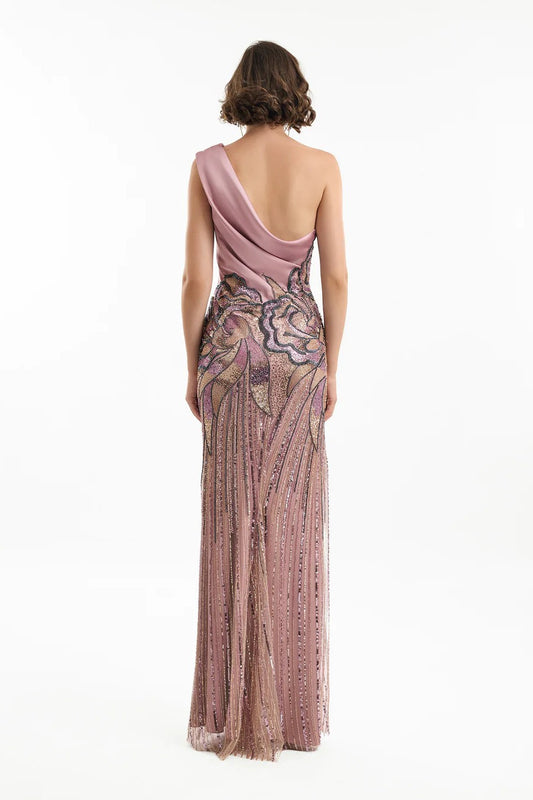 One-Shoulder Satin Dress
