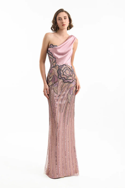 One-Shoulder Satin Dress