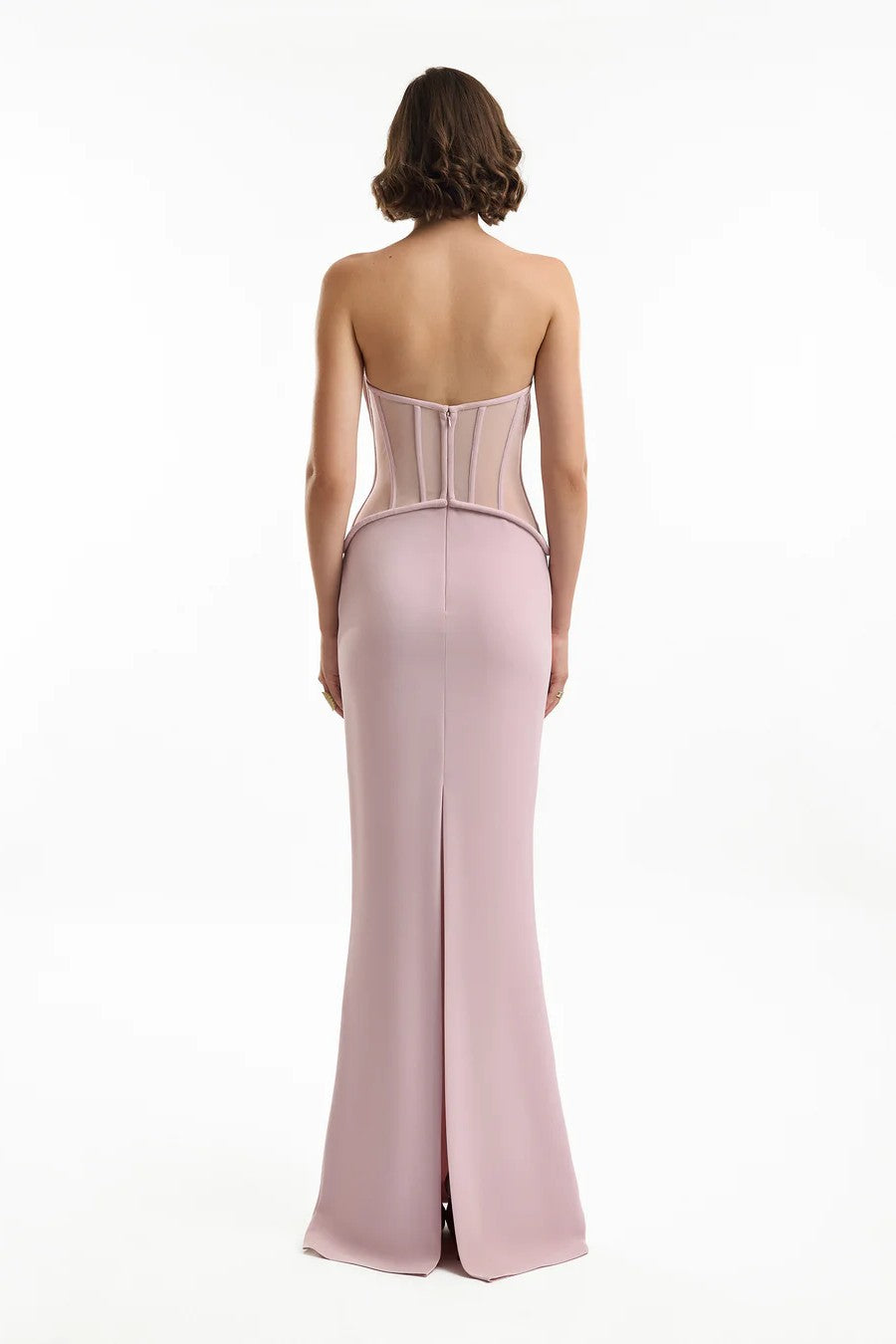 Strapless Dress with Sheer Corset