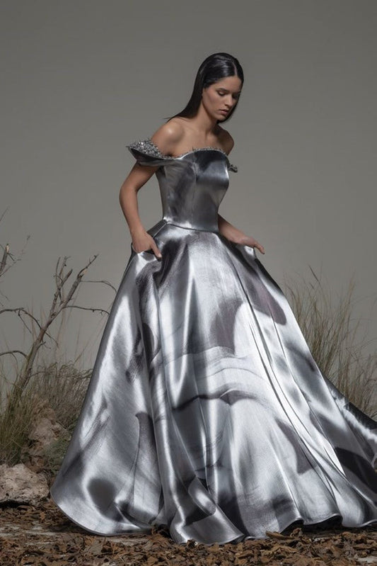 Bonemer Off Shoulder A-Line Gown