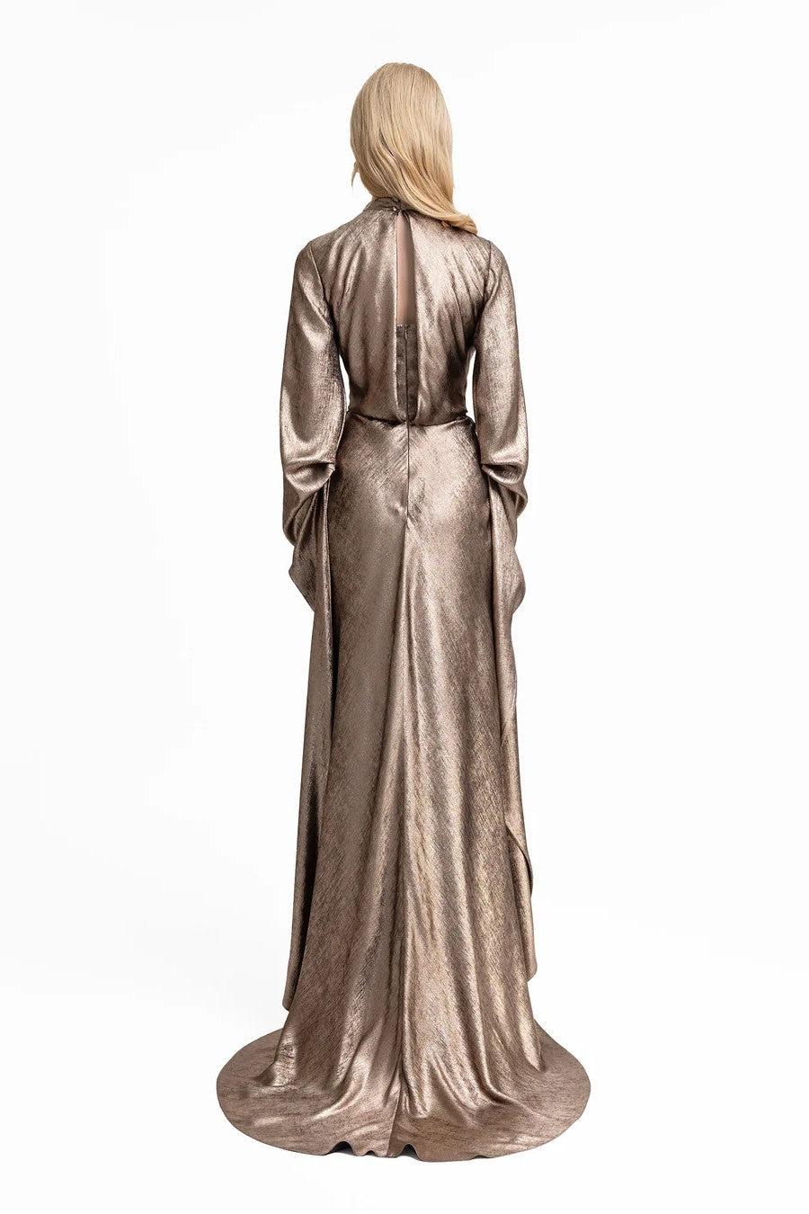 Draped Lamé Dress with Ruffles