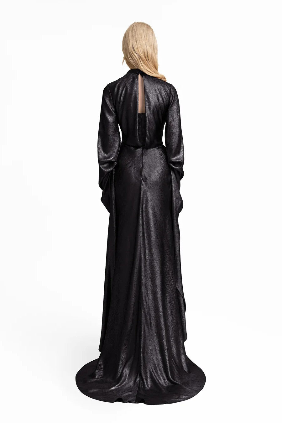 Draped Lamé Dress with Ruffles