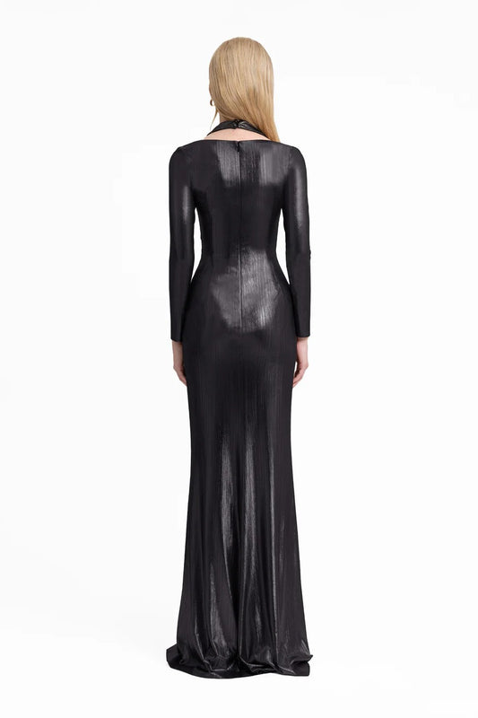 Lamé Jersey Dress with Cut-Outs