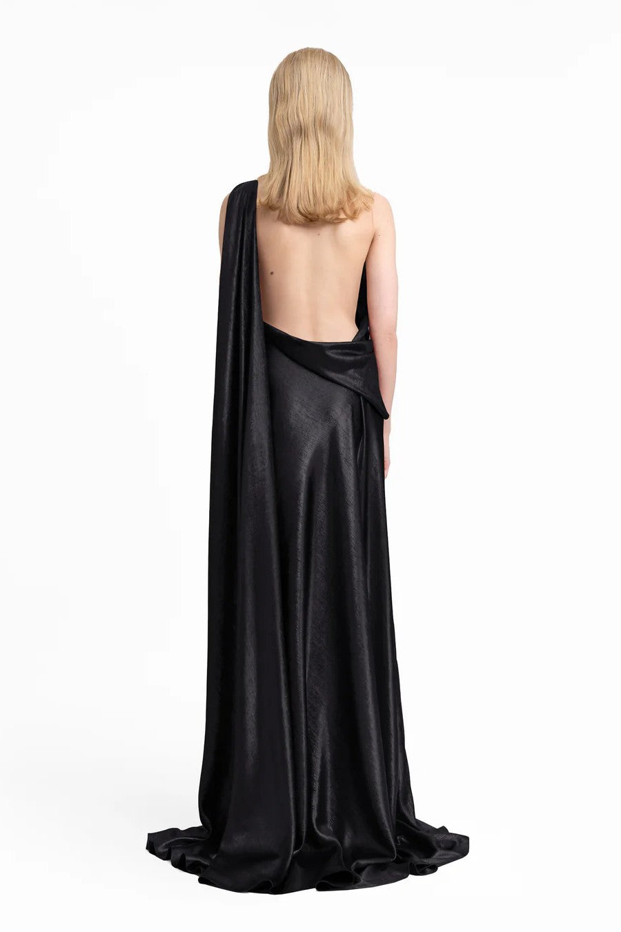 Asymmetrical Lamé Dress with Cape Back