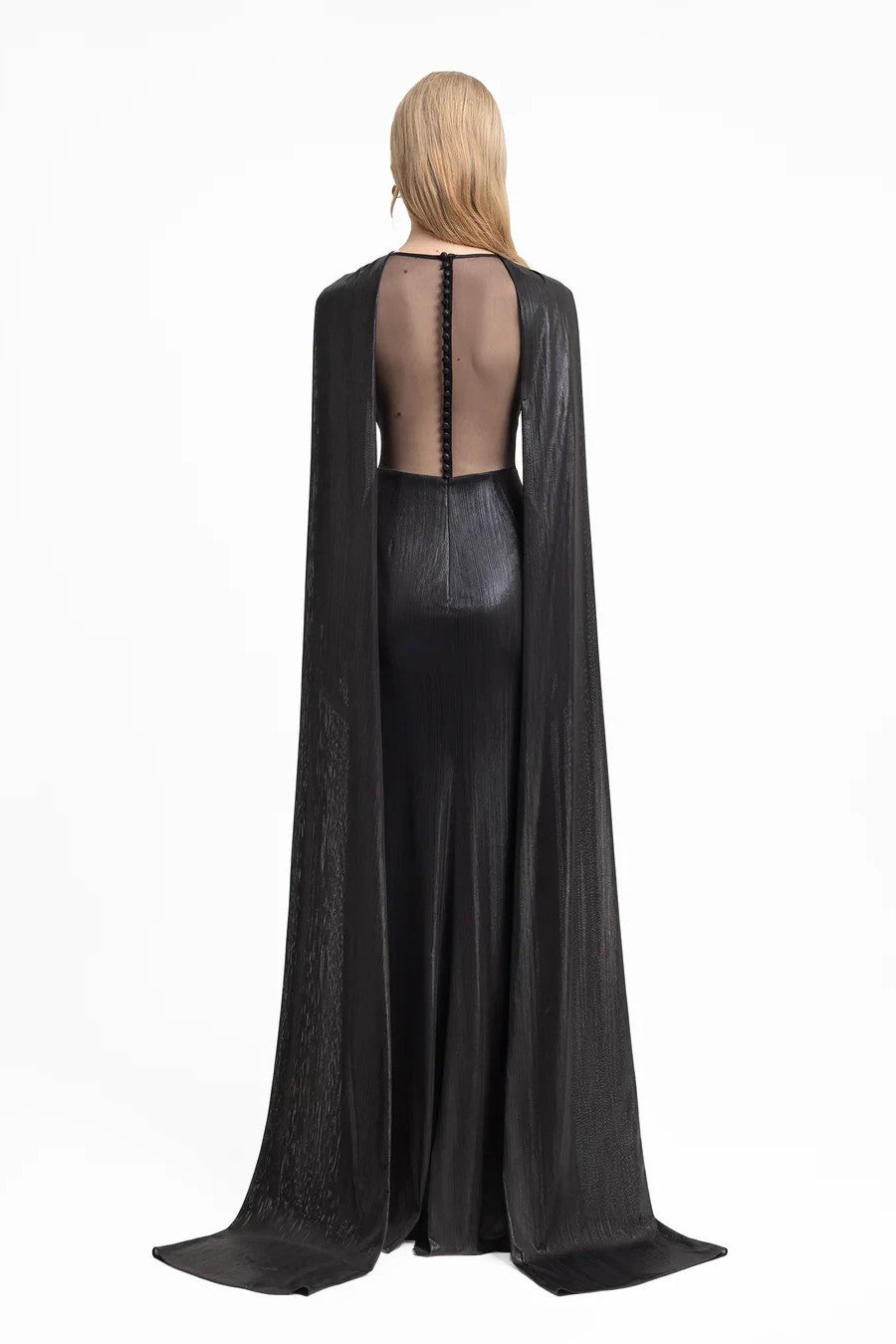Lamé Dress with Cape Sleeves