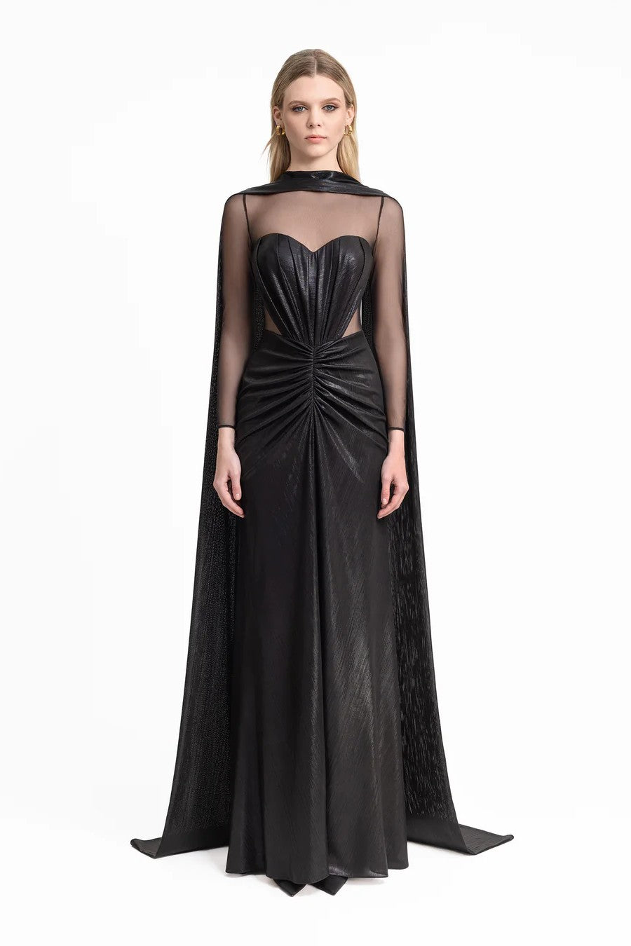 Lamé Dress with Cape Sleeves