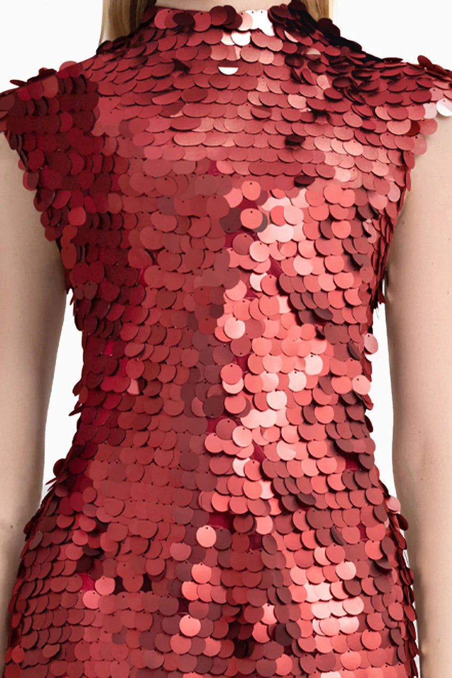 Sequin Dress with Plissé Cape