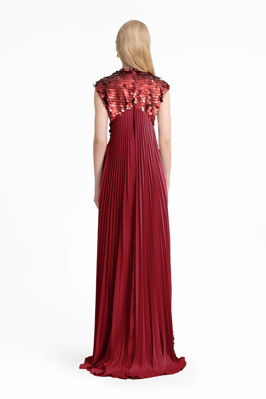 Sequin Dress with Plissé Cape
