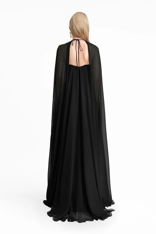 Bow Detail Dress with Cape Sleeves