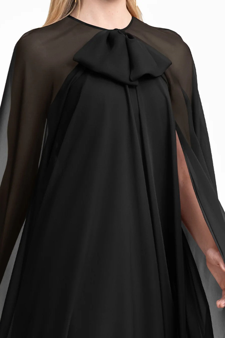 Bow Detail Dress with Cape Sleeves