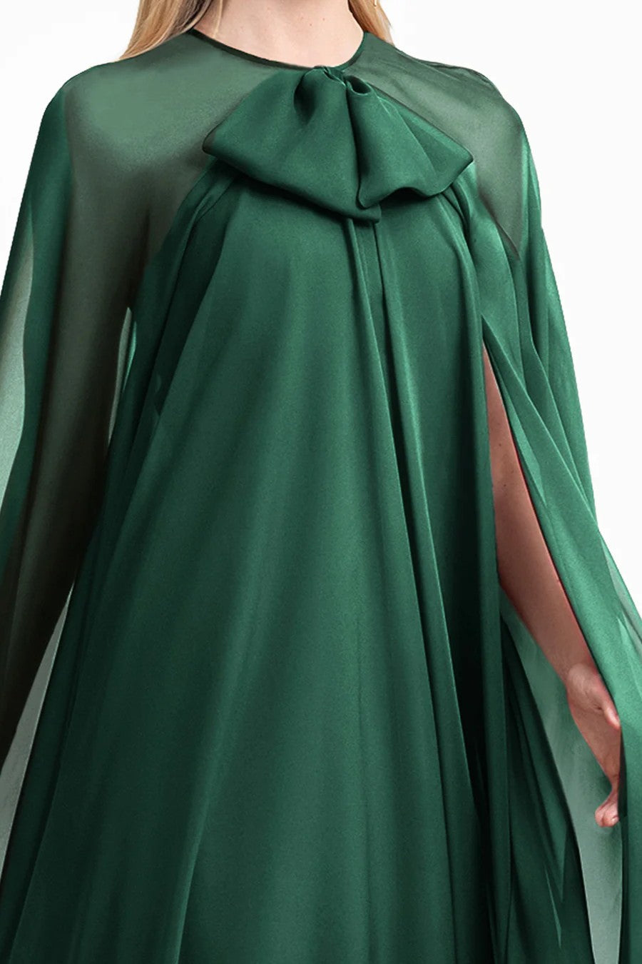 Bow Detail Dress with Cape Sleeves