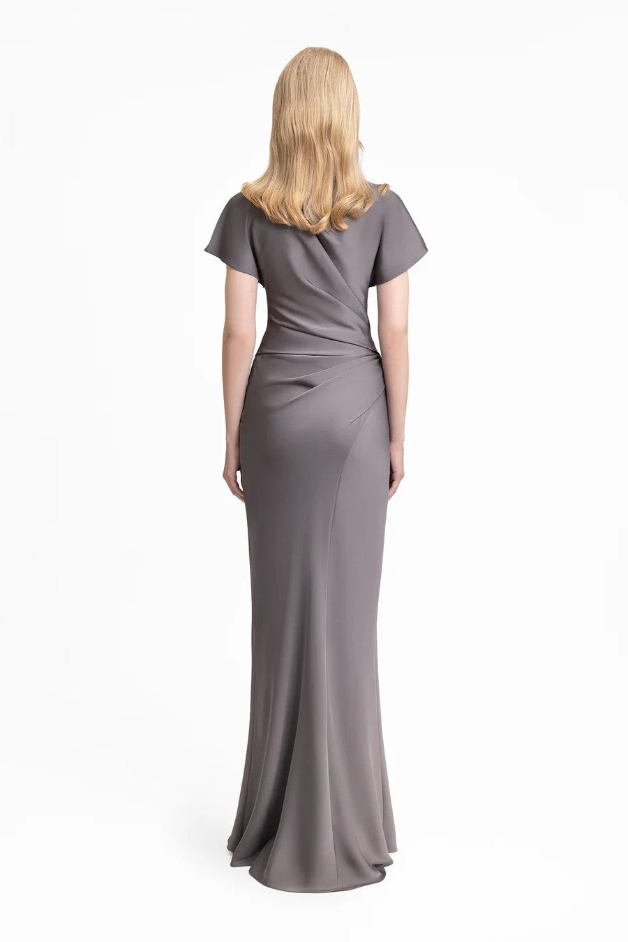Asymmetrical Draped Satin Dress