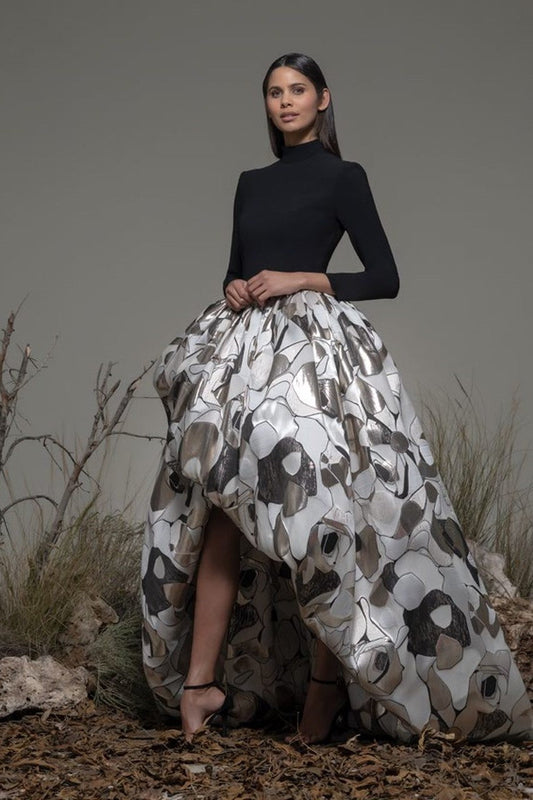 Boreto Long Sleeve High-Low Gown