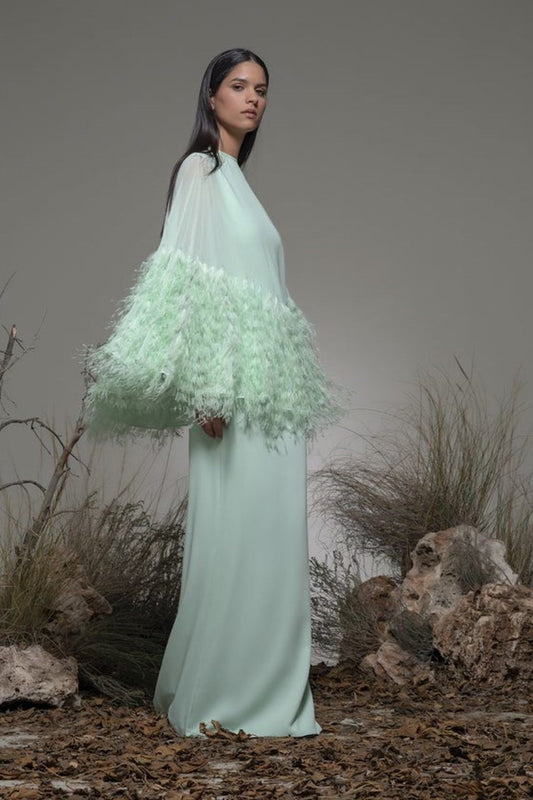 Bellante Sleeveless Gown with Cape