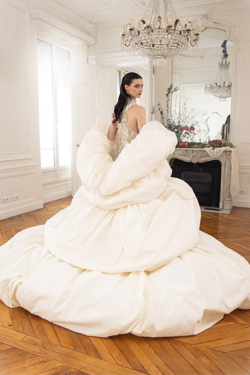 Sleeveless Embroidered Gown with Opera Coat