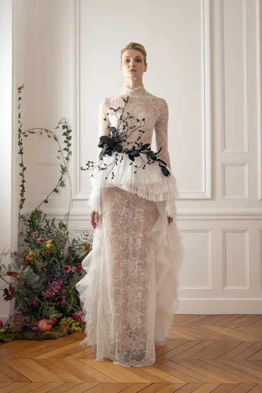 Lace Floral Applique Gown