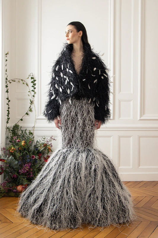 Textured Jacket and Mermaid Gown