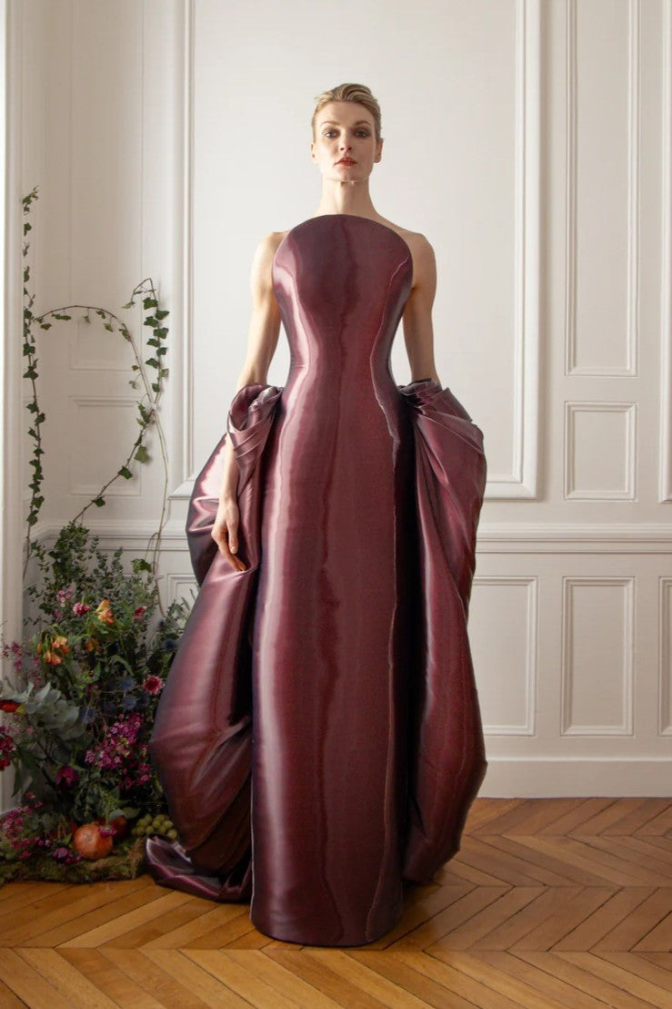 Strapless Sculpted Column Gown