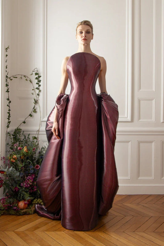 Strapless Sculpted Column Gown