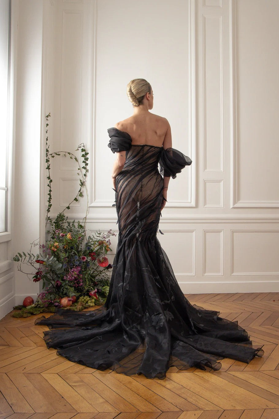 Off-Shoulder Tulle Mermaid Gown