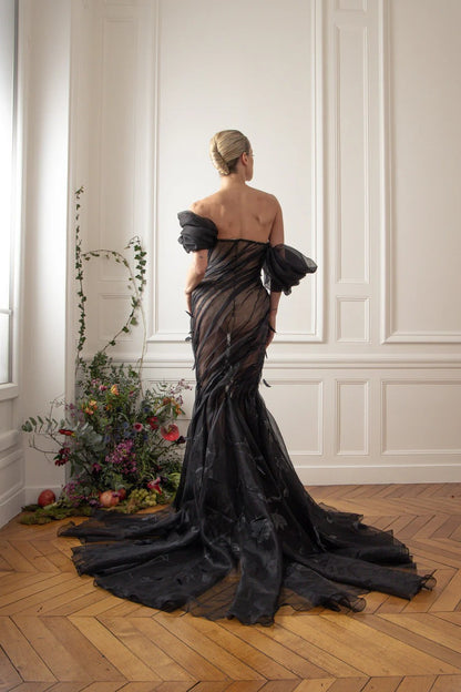 Off-Shoulder Tulle Mermaid Gown