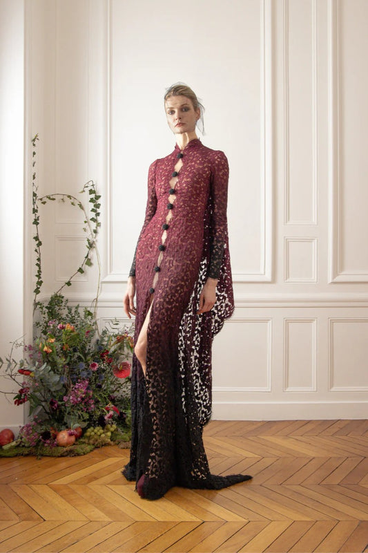 Mandarin Collar Lace Gown