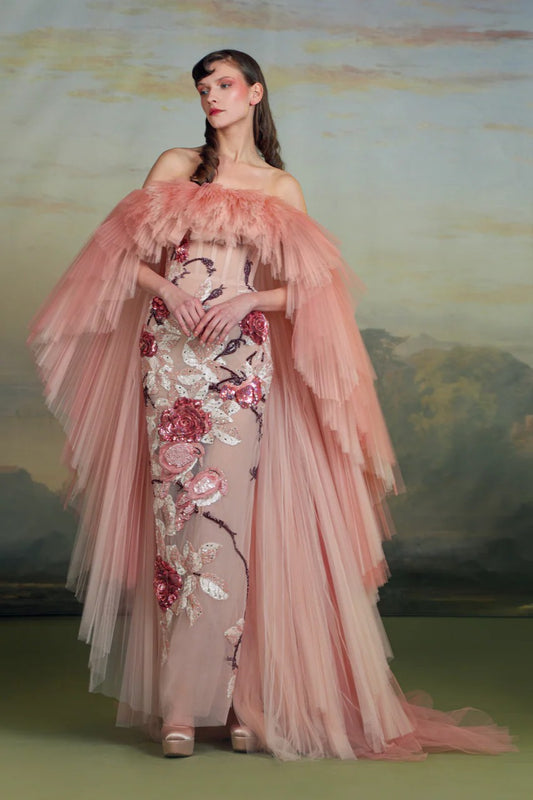 Off Shoulder Draped Gown