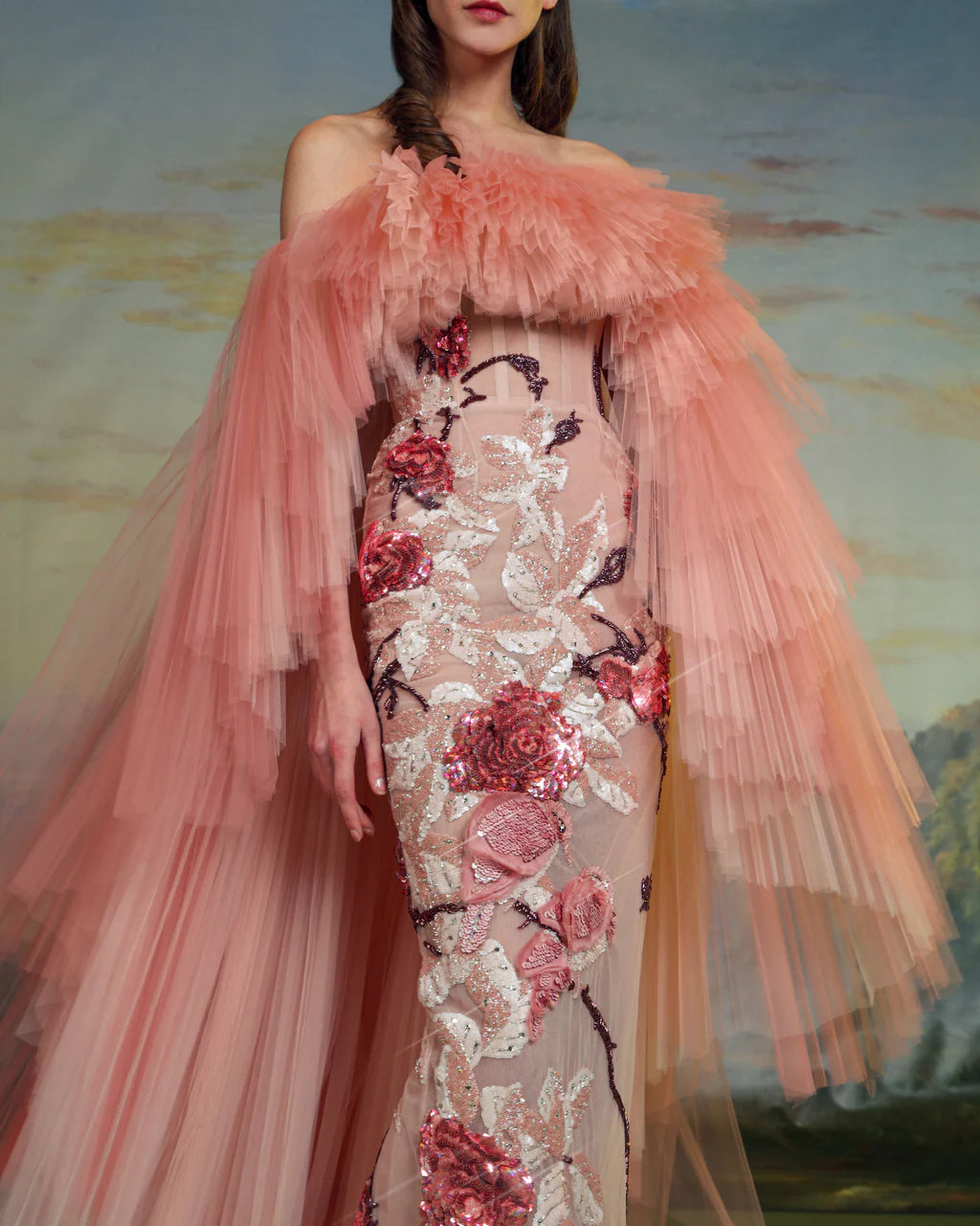 Off Shoulder Draped Gown