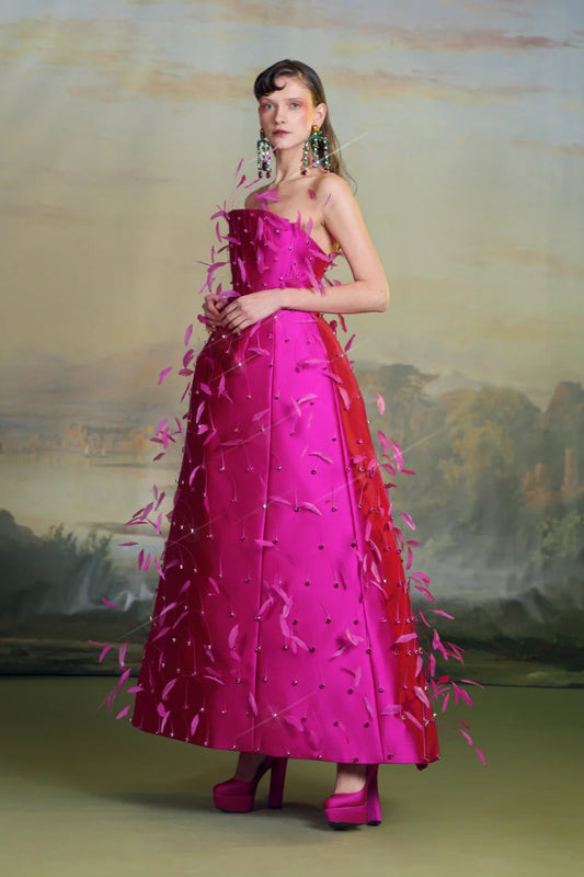 Strapless Feather Plume Gown