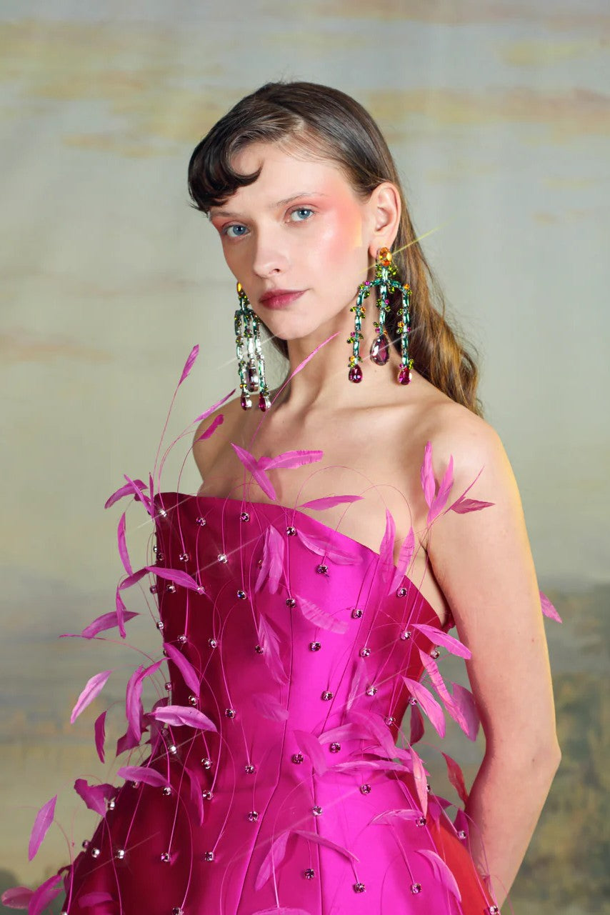 Strapless Feather Plume Gown