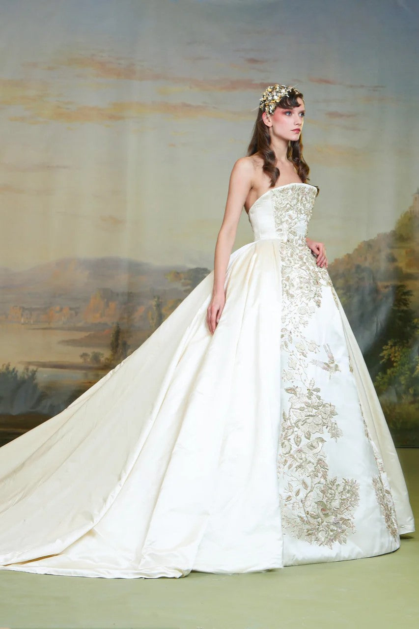 Strapless Regal Embroidered Ball Gown