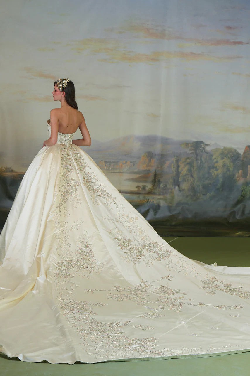Strapless Regal Embroidered Ball Gown