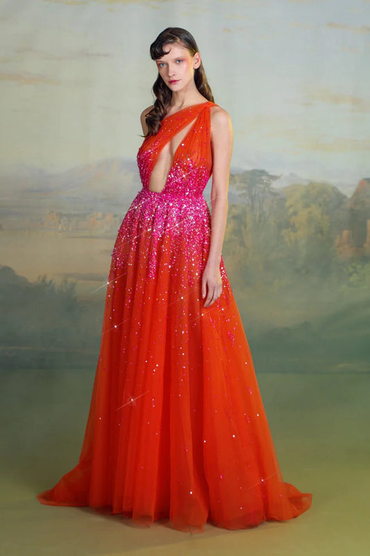 One-Shoulder Sequin Gown