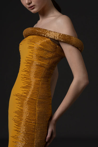 Off-Shoulder Crêpe Dress