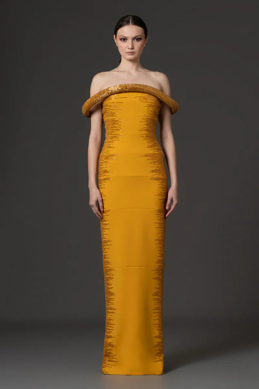Off-Shoulder Crêpe Dress