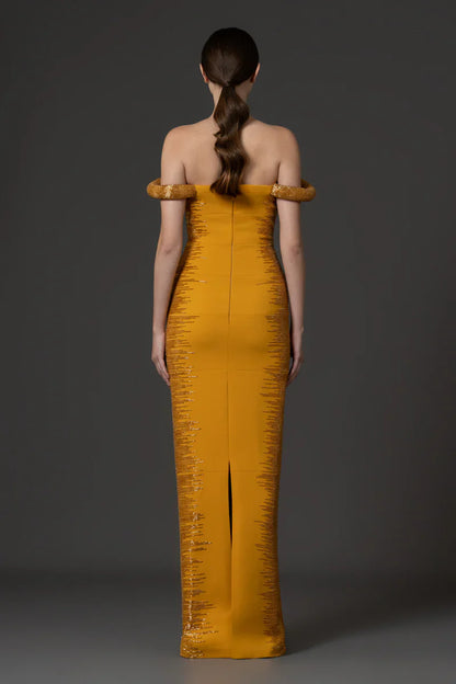 Off-Shoulder Crêpe Dress