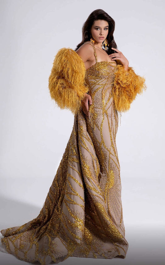 Single-Shoulder Sequin Gown