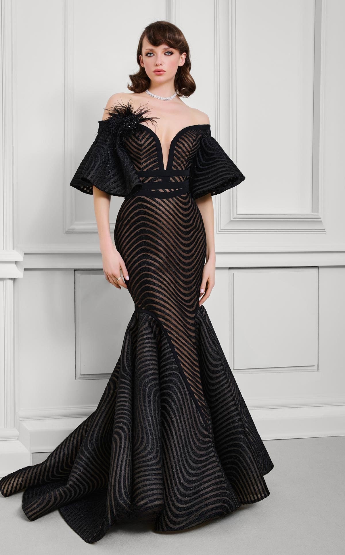 Off-Shoulder Ruffled Gown